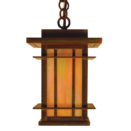 Arroyo Craftsman 7" Oak Park Pendant, Mission Brown, Almond Mica Glass OPH-7AM-MB